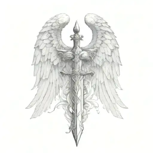 St Michael Sword One Angel Wing