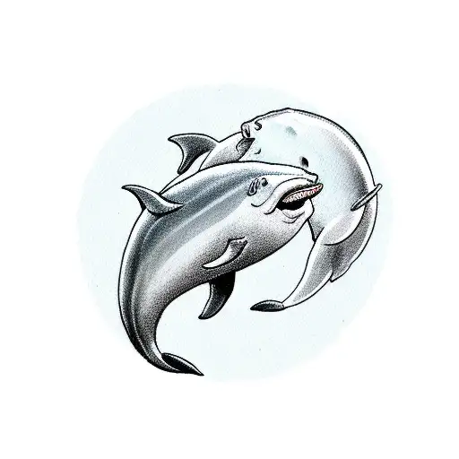 A Cat Riding A Dolphin