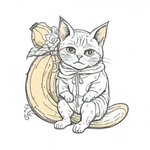 A Sad Cat In A Banana Costume