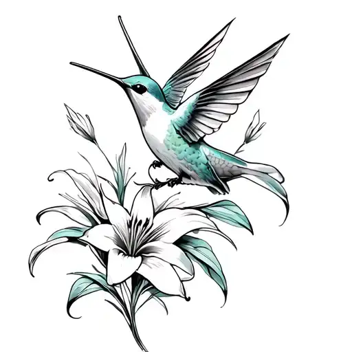 Hummingbird Lillies Thigh