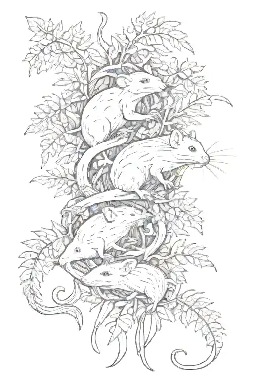 Rats Tangled In Fern Leaf