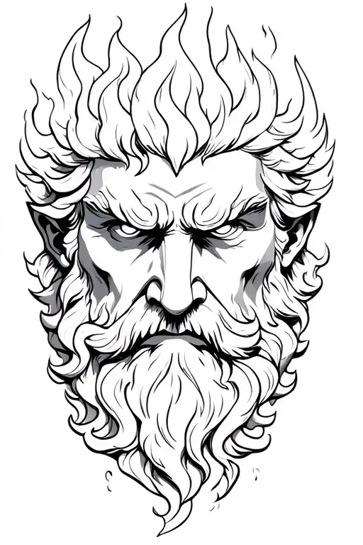 Zeus Face With Thunder And Eyes With Angry Fire