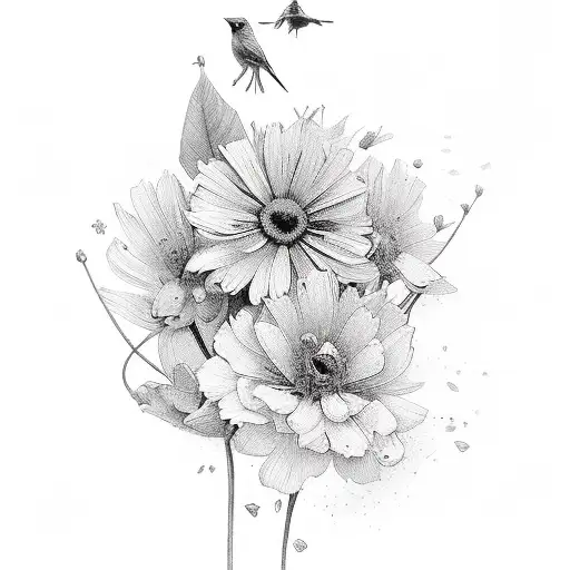 Cardinal With Flowers