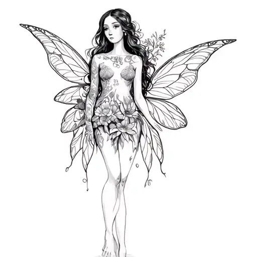 Black Girl Fairy Full Body With Flowers