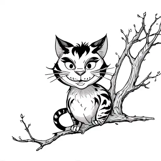 Happy Cheshire Cat In A Tree