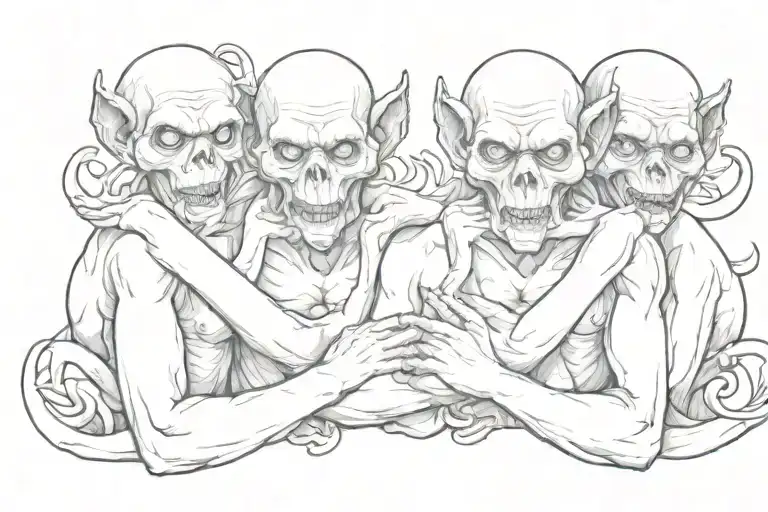 Slulls See No Wvil Hear No Evil Speak No Evil Chest Piece