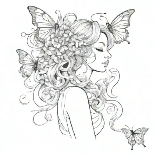 Girl Music Butterflies Flying