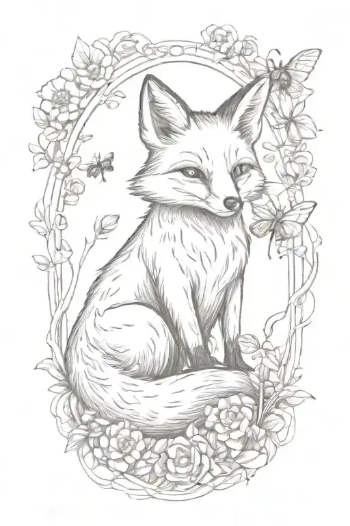 Storybook Illustration Of A Fox And A Bee