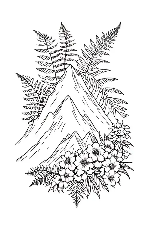 Florals And Ferns With Mountain