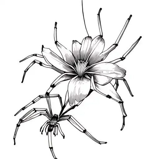 Spider Lily And Spider Hanging