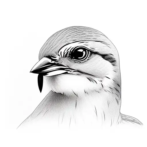 Portrait Of A Female Eastern Bluebird With Intricate Linework Details