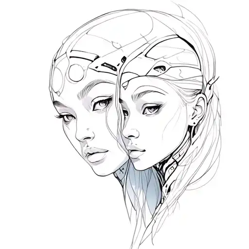Cyborg Gemini Sisters Facing