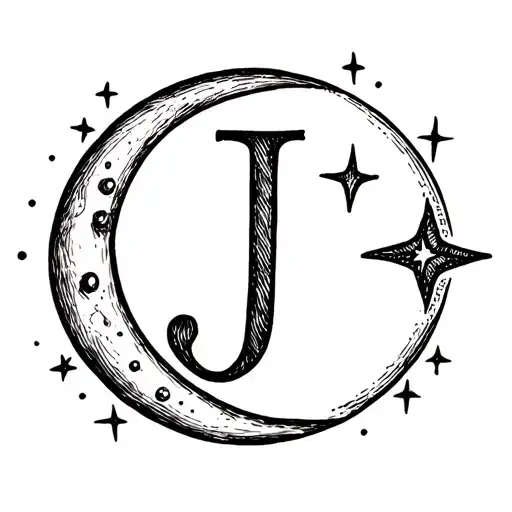 Moon With Letter J No Stars Only Moon And J