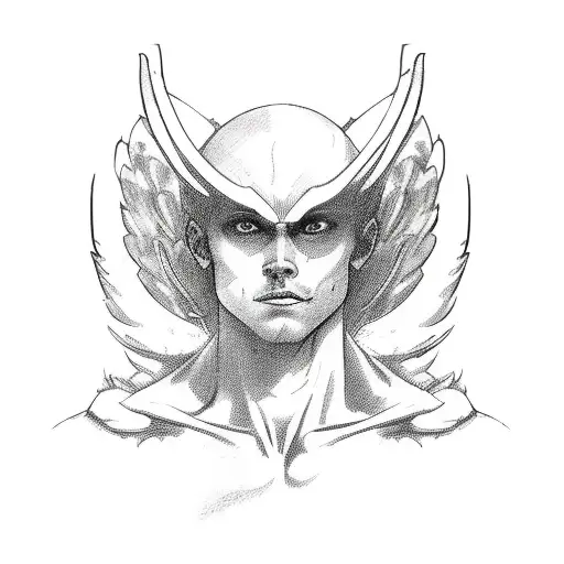 3 Images Of A Man Evolving Into A Half Angel Half Devil