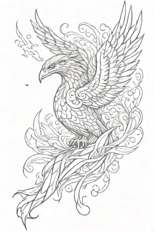 Phoenix Flying From Inside A Womans Chest Design