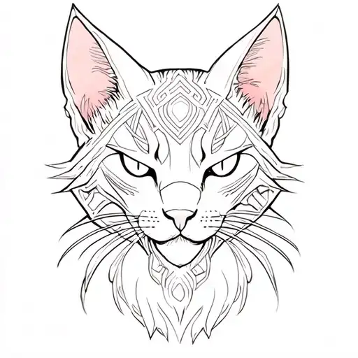 Neotribal With A Demonic Cat Outline