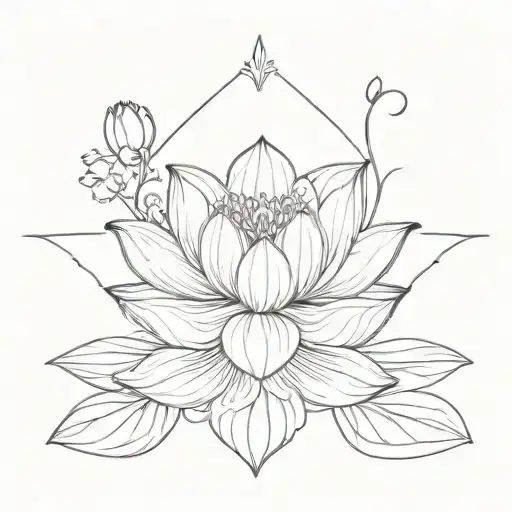 Lotus Flower Blooming Horizontally Symmetrical