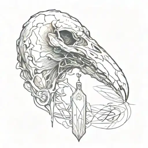 Raven Skull With Body Tag Hanging Dead Blood