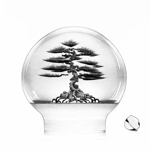 Broken Light Bulb With Bonsai Tree Growing Out