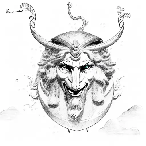 Zeus In The Ocean Behind A Boat Raining Lightning