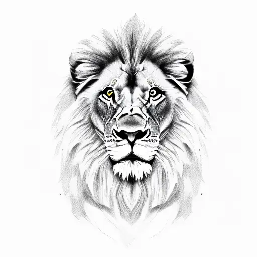 Lion Portrait In A Sketch Style