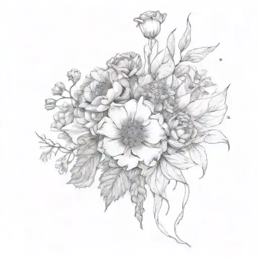 July August November Birth Flower Bouquet