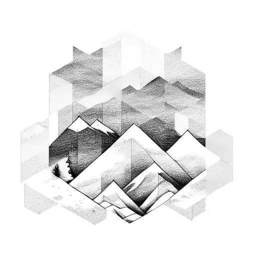 Mountain Scene Hexagon