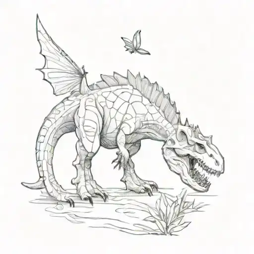 Long Neck Dinosaur With Butterfly