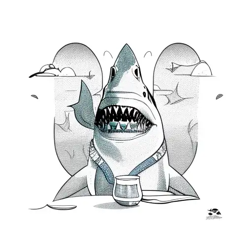 Cartoon Shark Wearing Sunglasses And Hawaiian Shirt Holding Beer