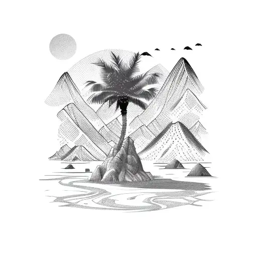 Palm Tree With Mountains