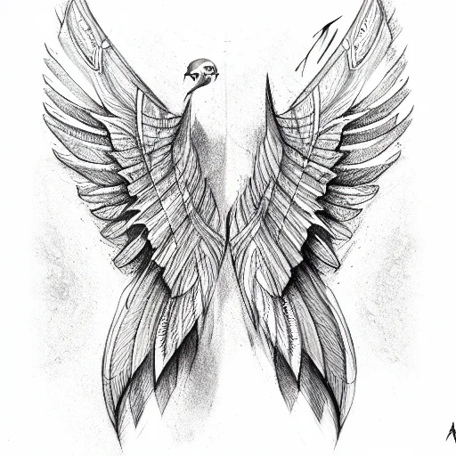 Neck Tattoo Bird Wide Wings