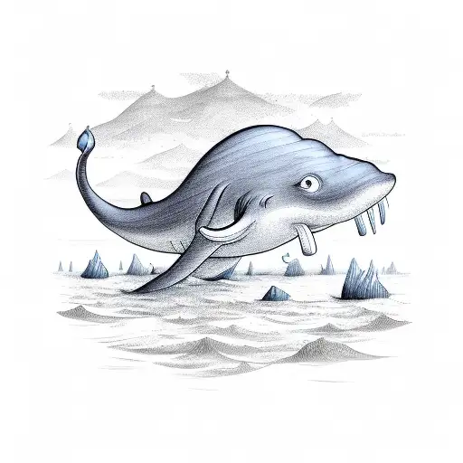 Cartoon Blue Whale Standing Up