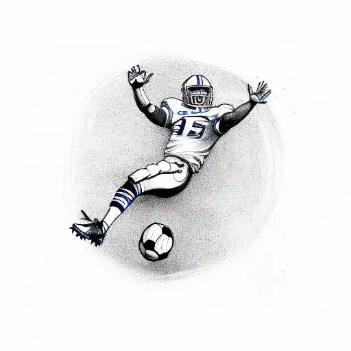 A Sketch Of A Football Player Kicking A Ball