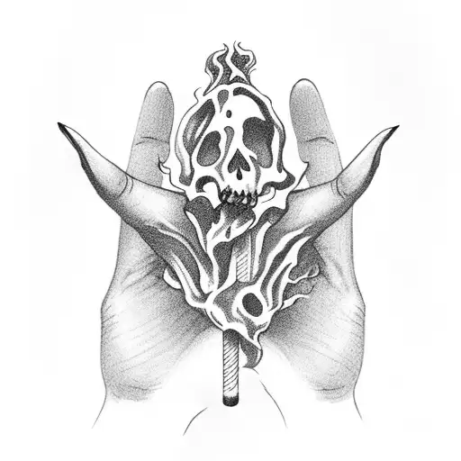 Skeleton Hand Holding A Burning Match