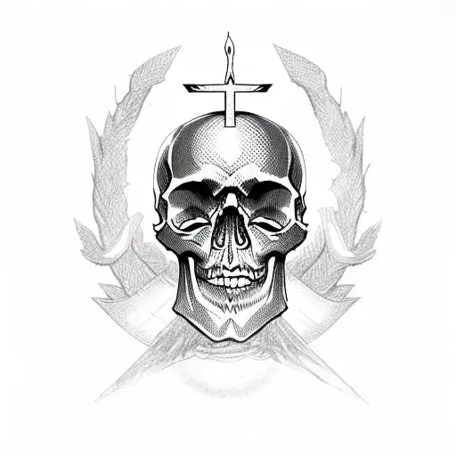 Skull With Crown Surrounded By Holy Light
