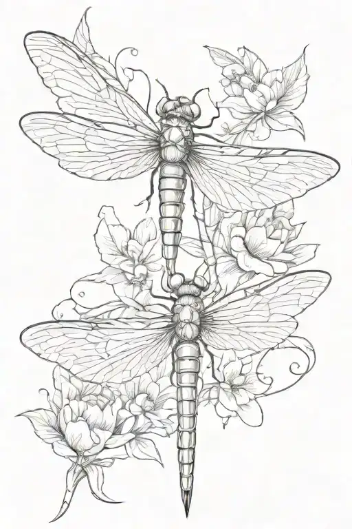 Back Tattoo With A Dragonfly And Hummingbird
