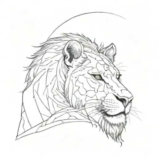 Lin And Lioness Outlines Only Black
