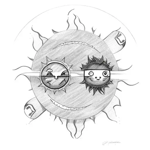 Sun And Moon Shaking Hands