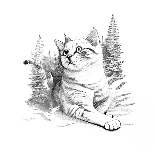 Cat Hunting In Forest