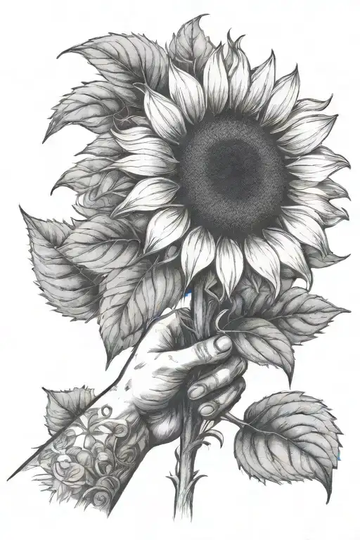 A Hand Holding Up A Sunflower With A Stem That Spells Carmen