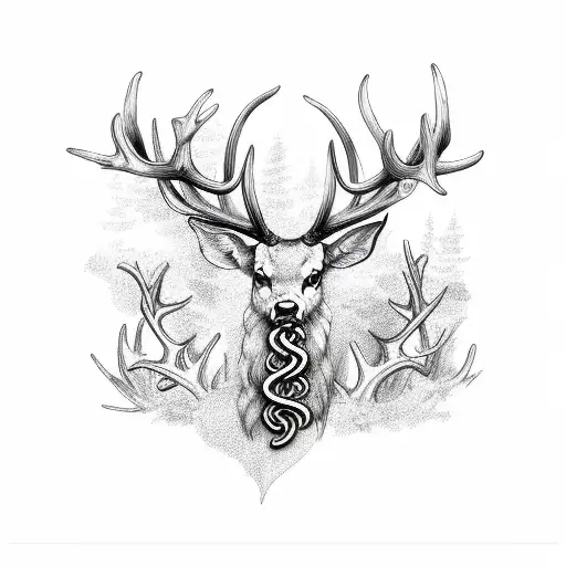 Caduceus With Deer Antlers