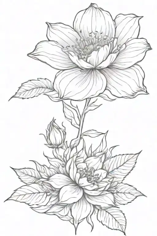 Really Long Fineline One Flower Surrounded Finelines