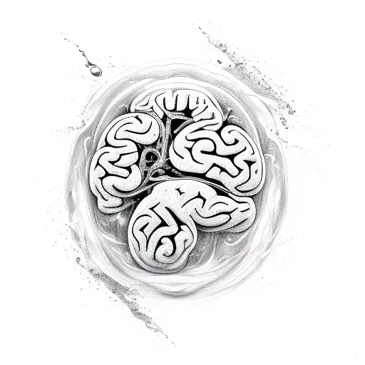 A Brain Merging With Water In A Dynamic Movement