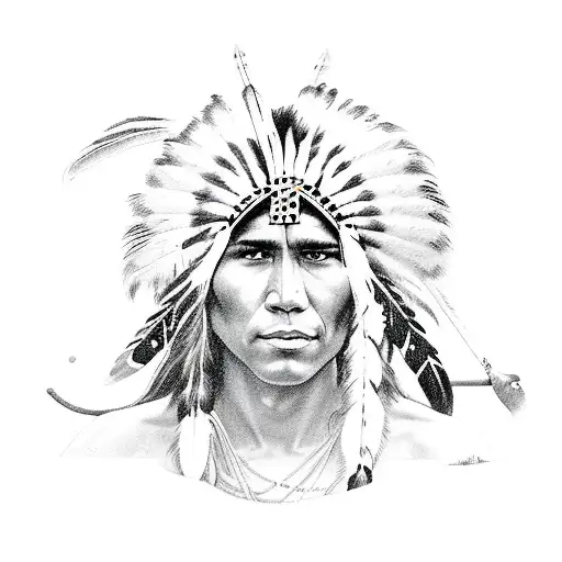 Male Native American With Long Hair Hunting