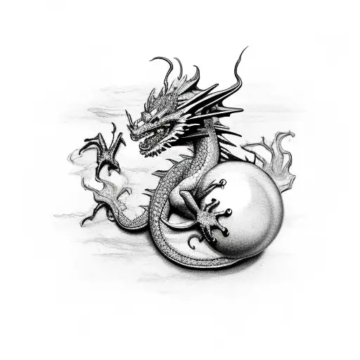 Dragon Wraped Around A Pole Holding A Pearl