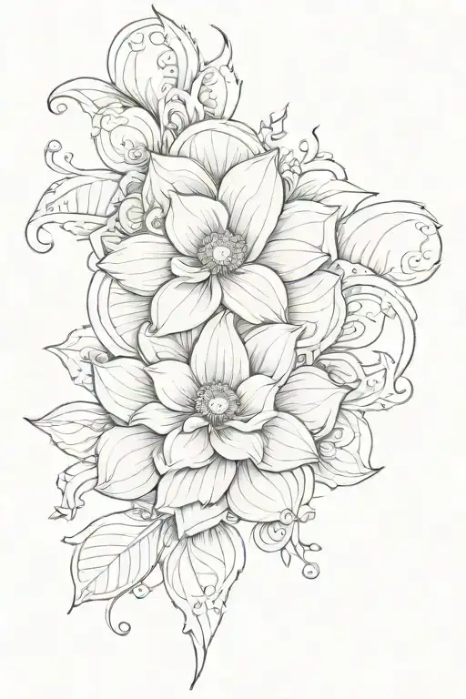 Really Long Fineline One Flower Surrounded Finelines