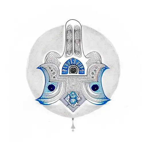 Hamsa Symbol Little With Blue Eye In The Middle