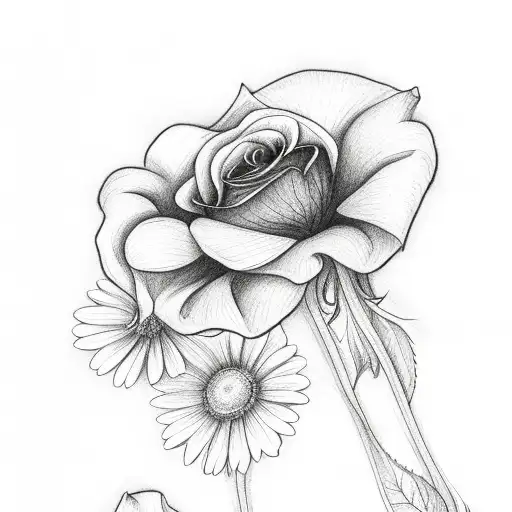 Rose And Daisy And Morning Glory Bouquet