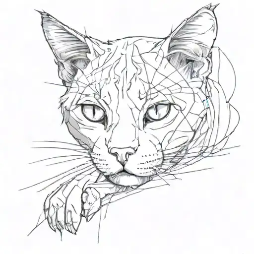 Cat And Torn Lines On The Forearm Of The Right Hand