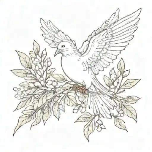 Christian Dove With Olive Branches Thigh